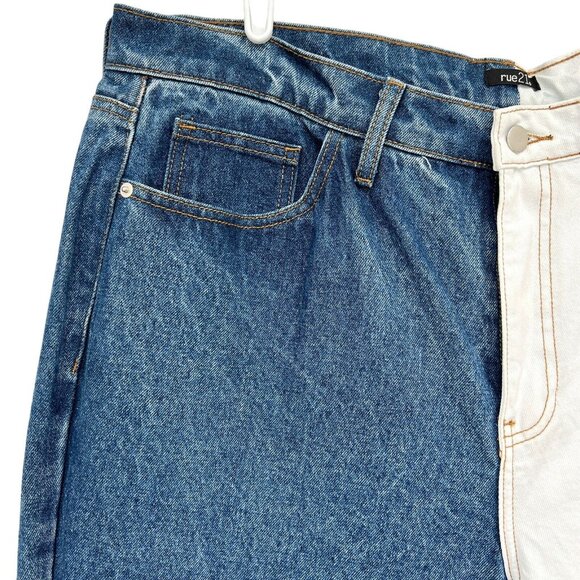 Rue 21 Women's Jeans High Rise Cotton Ankle Leg Blue White Denim Plus Size 18 - Picture 5 of 11